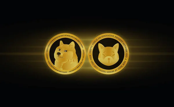 Shiba Inu Dogecoin Virtuális Valuta Vizuális Absztrakt Háttérrel Illusztrációk — Stock Fotó