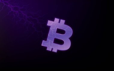 Dijital arkaplandaki bitcoin-btc logosunun görüntüleri. 3d illüstrasyon.