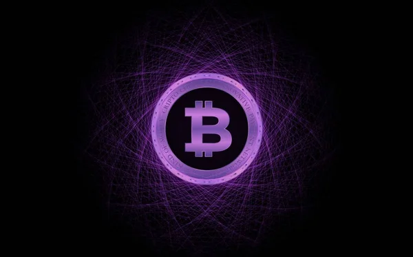 Images Logo Bitcoin Btc Sur Fond Numérique Illustrations — Photo