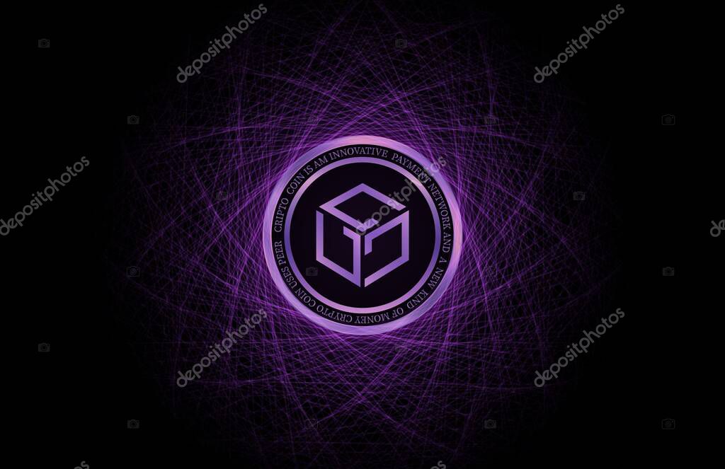 Gala's abstract futuristic technology background. Gala cryptocurrency image. 3d illustrations.