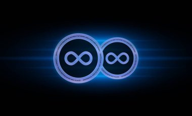 İnternet bilgisayar sanal para birimi logosu. 3d illüstrasyon.