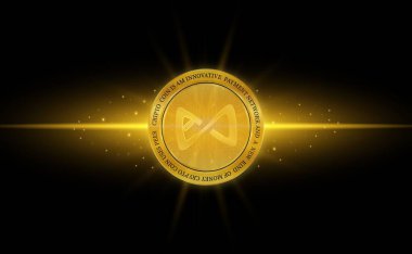 Eksen sonsuz eksenleri sanal para birimi görüntüsü. 3d illüstrasyon