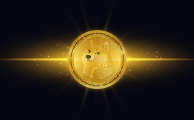 dogecoin-dog sanal para birimi görüntüsü. 3d illüstrasyon.