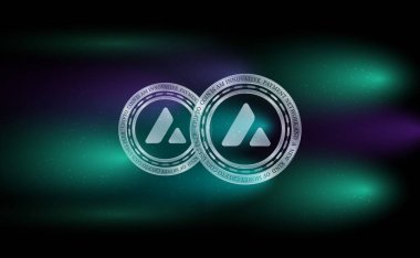 Dijital arkaplanda çığ-avax sanal para birimi görüntüsü. 3d illüstrasyon.