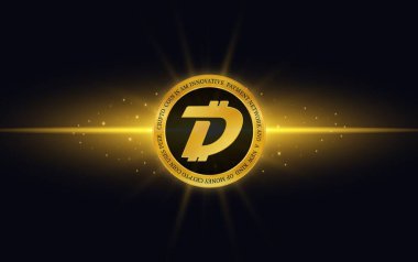 Digibyte-dgb dijital arkaplanda sanal para birimi resmi. 3d illüstrasyon.