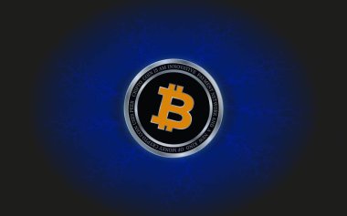 Dijital arkaplandaki bitcoin-btc logosunun görüntüleri. 3d illüstrasyon.