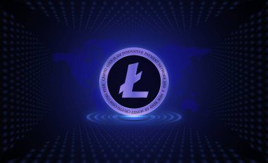  Litoin-ltc sanal para birimi görüşleri. 3d illüstrasyon