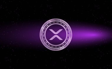  Dalgalanma-Xrp sanal para birimi logosu. 3d illüstrasyon.