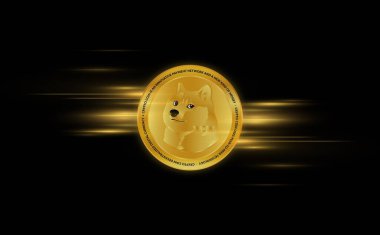 dogecoin-dog sanal para birimi görüntüsü. 3d illüstrasyon.