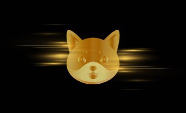 Dijital arka planda floki para sanal para birimi görüntüsü. 3d illüstrasyon.