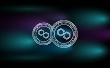 Çokgen-matik sanal para birimi resimleri. 3d çizimler.