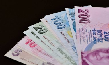 çeşitli ülke banknotları. Türk Lirası fotoğrafları.