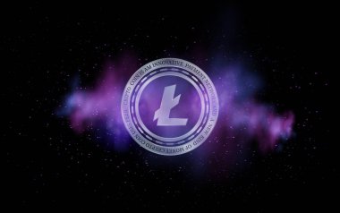  Litoin-ltc sanal para birimi görüşleri. 3d illüstrasyon