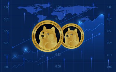 dogecoin-dog sanal para birimi görüntüsü. 3d illüstrasyon.
