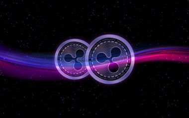 Dalgalanma-Xrp sanal para birimi logosu. 3d illüstrasyon.