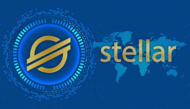  Yıldız-xlm sanal para birimidir. 3d illüstrasyon.