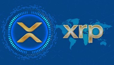  Dalgalanma-Xrp sanal para birimi logosu. 3d illüstrasyon.