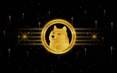 dogecoin-dog sanal para birimi görüntüsü. 3d illüstrasyon.