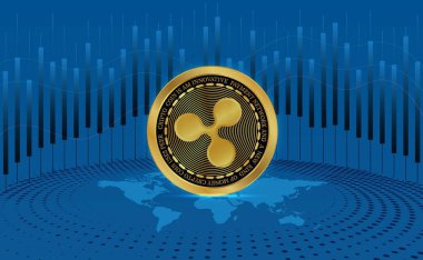 Dalgalanma-Xrp sanal para birimi logosu. 3d illüstrasyon.