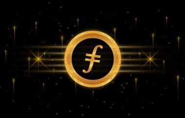 Dijital arkaplanda filecoin-fil sanal para biriminin görüntüsü. 3d illüstrasyon.