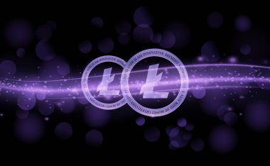  Litoin-ltc sanal para birimi görüşleri. 3d illüstrasyon