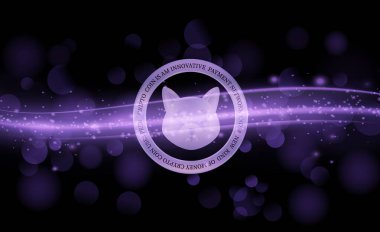 Shiba renkli arka planda sanal para birimi görselleri. 3d illüstrasyon.