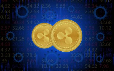  Dalgalanma-Xrp sanal para birimi logosu. 3d illüstrasyon.