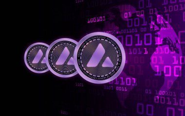 Dijital arkaplanda çığ-avax sanal para birimi görüntüsü. 3d illüstrasyon.