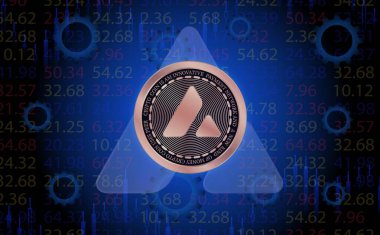 Dijital arkaplanda çığ-avax sanal para birimi görüntüsü. 3d illüstrasyon.