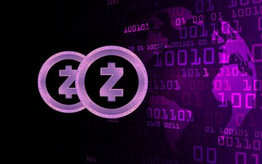 Zcash-zec sanal para biriminin dijital arkaplan resmi. 3d illüstrasyon.