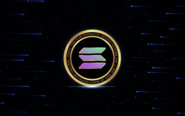 Dijital arkaplanda solana-sol sanal para birimi resmi. 3d illüstrasyon