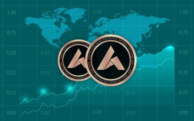 Hevesli sanal para birimi görüşleri. 3d illüstrasyon.