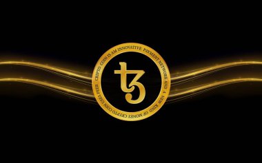 Tezos-xtz sanal para birimi görüntüleri. 3d illüstrasyon.