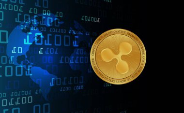  Dalgalanma-Xrp sanal para birimi logosu. 3d illüstrasyon.