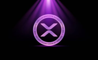  Dalgalanma-Xrp sanal para birimi logosu. 3d illüstrasyon.