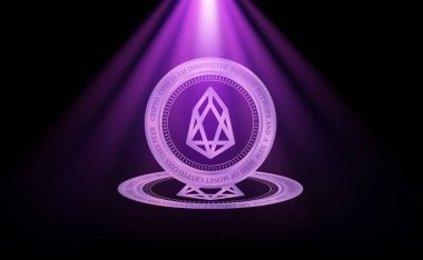 Eos sanal para birimi görüntüleri. Üç boyutlu çizimler. dijital paralar.