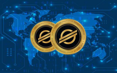  Yıldız-xlm sanal para birimidir. 3d illüstrasyon.