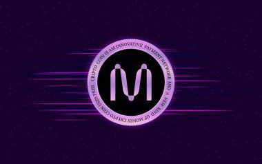 Dijital bir arka planda mina coin sanal para birimi görüntüsü. 3d illüstrasyon.