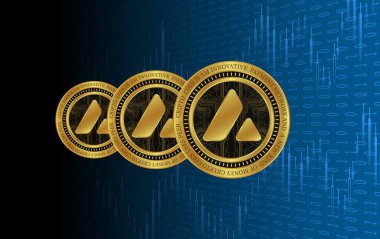 Dijital arkaplanda çığ-avax sanal para birimi görüntüsü. 3d illüstrasyon.