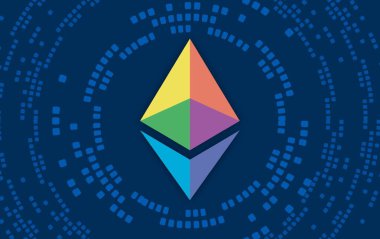 ethereum-eth sanal para birimi resimleri. 3d illüstrasyon.