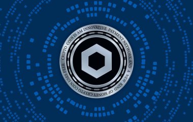 Zincirleme bağlantı sanal para birimi resmi. 3d illüstrasyon