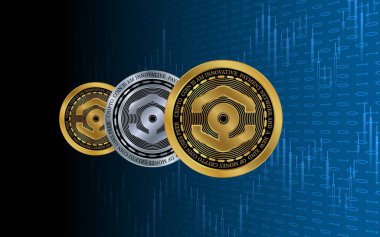 Dijital arkaplanda Ankr sanal para birimi resmi. 3d illüstrasyon