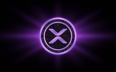  Dalgalanma-Xrp sanal para birimi logosu. 3d illüstrasyon.