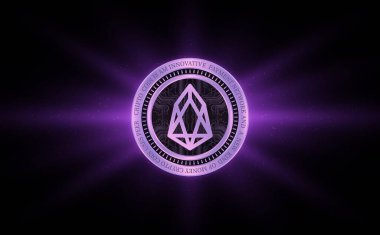 Eos sanal para birimi görüntüleri. Üç boyutlu çizimler. dijital paralar.