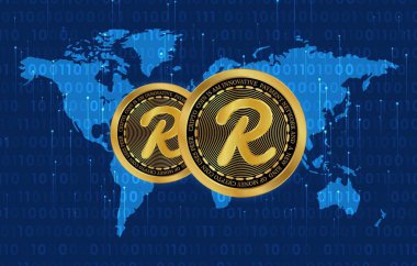 Resif sanal para birimi logosu görüntüleri. 3B çizimler.