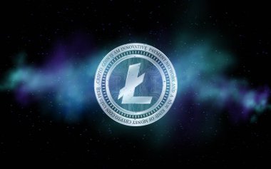  Litoin-ltc sanal para birimi görüşleri. 3d illüstrasyon