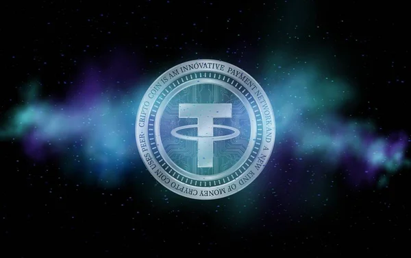 the tether-usdt virtual currency logo. 3d illustrations.