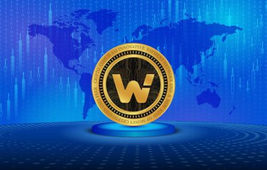 woo network-woo virtual currency logo. 3d illustrations.