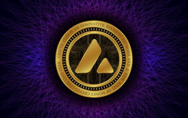 Dijital arkaplanda çığ-avax sanal para birimi görüntüsü. 3d illüstrasyon.