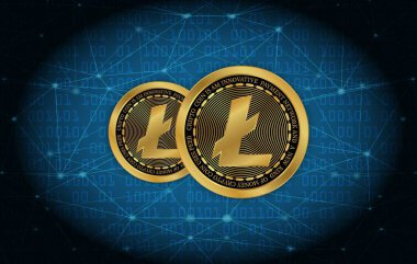  Litoin-ltc sanal para birimi görüşleri. 3d illüstrasyon